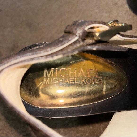 Michael Kors Signature Wedge Open Toe Slingback Heels Size 9.5 - Picture 5 of 14